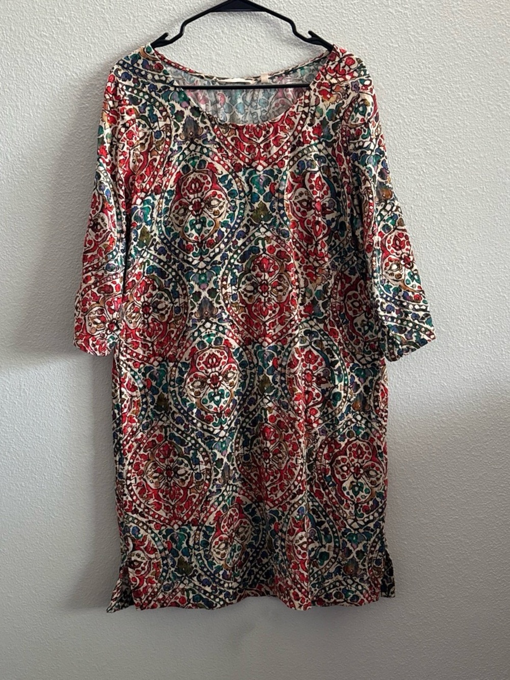 Soft Surroundings Boho Paisley Cotton Tunic Dress Colorful Medallion Print small